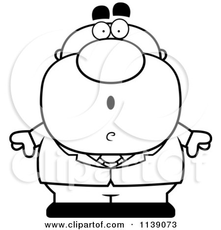 Cartoon Clipart Of A Black And White Shocked Businessman In A Suit - Vector Outlined Coloring Page by Cory Thoman