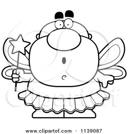 Cartoon Clipart Of A Black And White Shocked Male Tooth Fairy - Vector Outlined Coloring Page by Cory Thoman