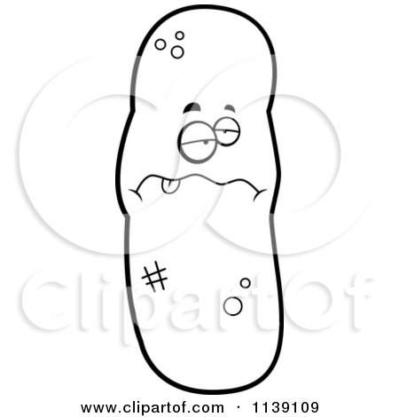 Cartoon Clipart Of A Black And White Sick Turd Character - Vector Outlined Coloring Page by Cory Thoman