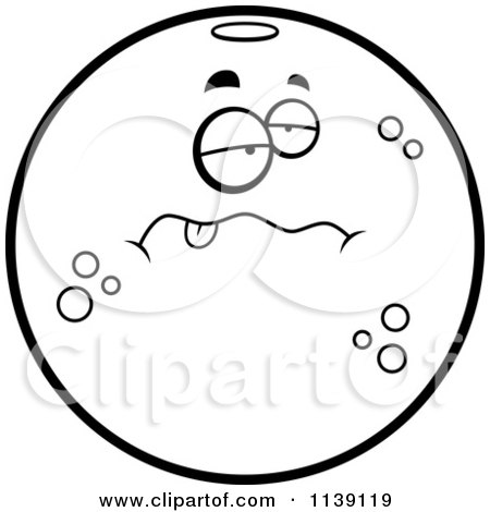 Cartoon Clipart Of A Black And White Sick Navel Orange Character - Vector Outlined Coloring Page by Cory Thoman
