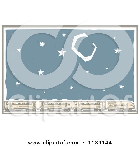 Clipart Of A Russian Train Under A Night Sky - Royalty Free Vector Illustration by xunantunich