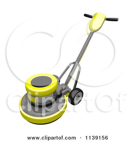 Clipart Of A 3d Yellow Floor Polisher Burnisher Buffer 1 - Royalty Free CGI Illustration by Leo Blanchette