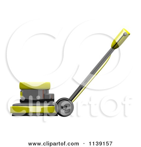 Clipart Of A 3d Yellow Floor Polisher Burnisher Buffer 2 - Royalty Free CGI Illustration by Leo Blanchette