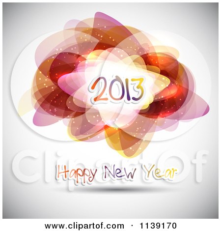 Clipart Of A Happy New Year 2013 Greeting With Abstract Shapes - Royalty Free Vector Illustration by KJ Pargeter