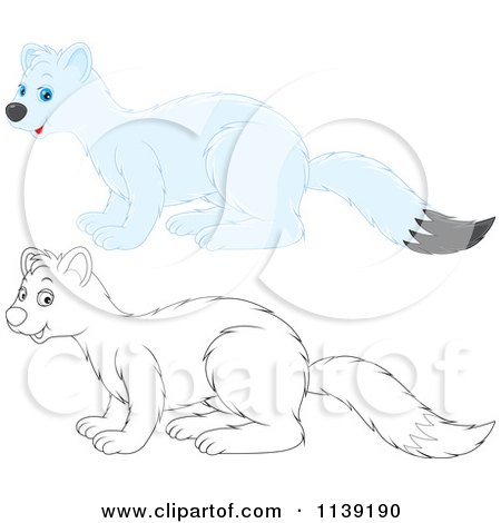 Cartoon Of A Cute Colored And Black And White Weasel - Royalty Free Vector Clipart by Alex Bannykh