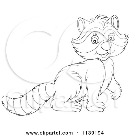 Cartoon Of A Cute Black And White Raccoon - Royalty Free Vector Clipart by Alex Bannykh