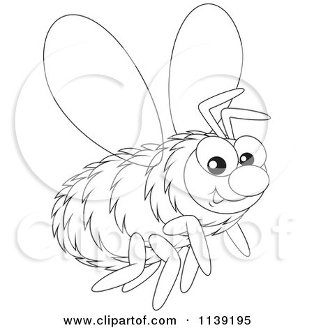 Cartoon Of A Cute Black And White Bumble Bee - Royalty Free Vector Clipart by Alex Bannykh