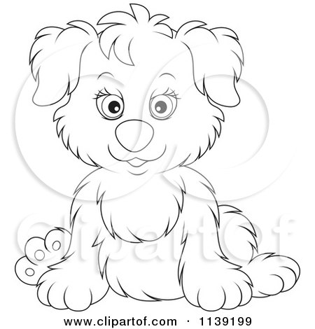 Cartoon Of A Cute Black And White Puppy - Royalty Free Vector Clipart by Alex Bannykh