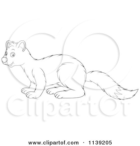 Cartoon Of A Cute Black And White Weasel 2 - Royalty Free Vector Clipart by Alex Bannykh