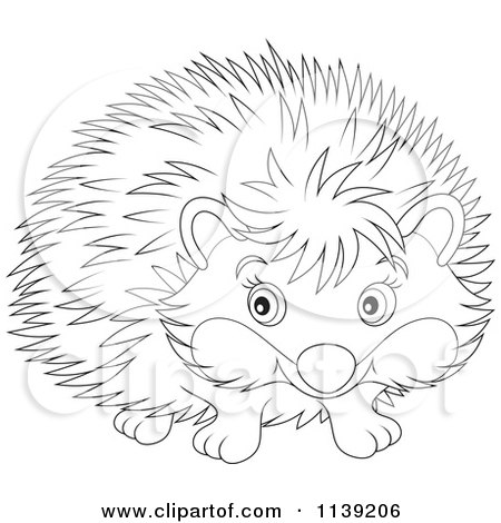 Cartoon Of A Cute Black And White Hedgehog - Royalty Free Vector Clipart by Alex Bannykh