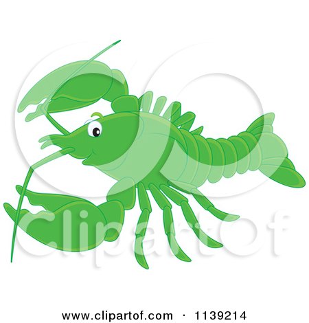 Cartoon Of A Cute Green Lobster - Royalty Free Vector Clipart by Alex Bannykh