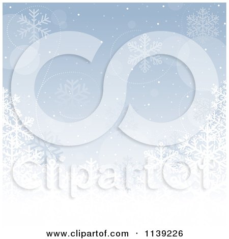 Clipart Of A Blue And White Snowflake Flare Background - Royalty Free Vector Illustration by dero