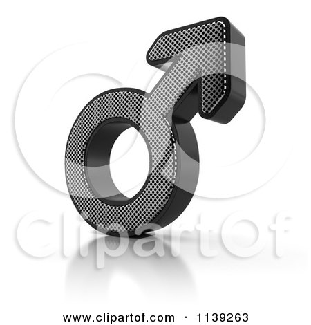 Clipart Of A 3d Perforated Metal Male Mars Symbol - Royalty Free CGI Illustration by stockillustrations