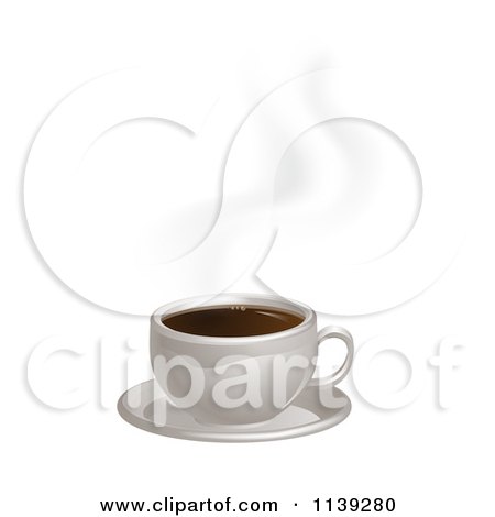 Clipart Of A Hot Cup Of Coffee With Steam And A Saucer - Royalty Free Vector Illustration by AtStockIllustration