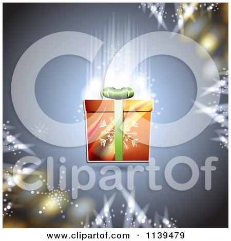 Clipart Of A Christmas Background Of A Gifts And Glowing Lights - Royalty Free Vector Illustration by merlinul