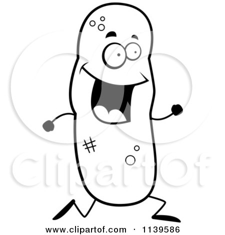 Cartoon Clipart Of A Black And White Running Turd Character - Vector Outlined Coloring Page by Cory Thoman