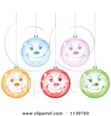 Clipart Of Colorful Smiley Face Christmas Baubles - Royalty Free Vector Illustration by Andrei Marincas