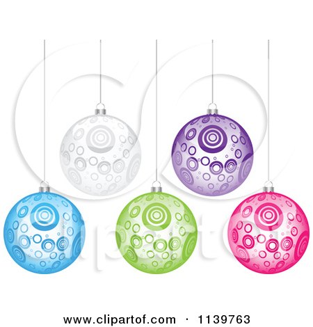 Clipart Of Colorful Circle Patterned Christmas Baubles - Royalty Free Vector Illustration by Andrei Marincas
