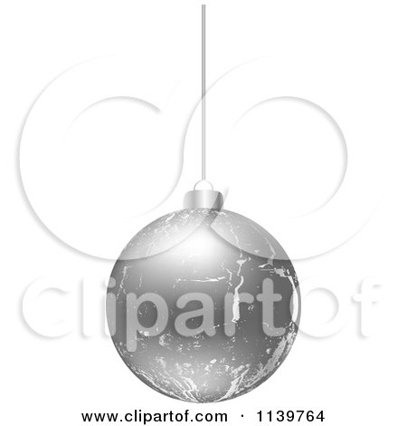 Clipart Of A Silver Crackle Christmas Bauble - Royalty Free Vector Illustration by Andrei Marincas