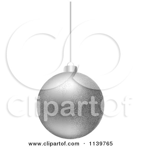 Clipart Of A Silver Floral Christmas Bauble - Royalty Free Vector Illustration by Andrei Marincas