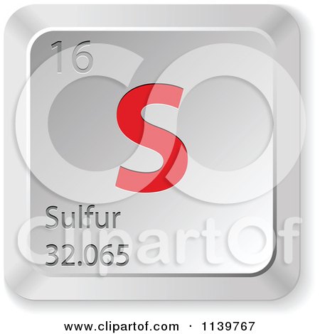 Clipart Of A 3d Red And Silver Sulfur Element Keyboard Button - Royalty Free Vector Illustration by Andrei Marincas