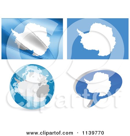 Clipart Of Antarctica Map Flags Globe And Chat Balloon - Royalty Free Vector Illustration by Andrei Marincas
