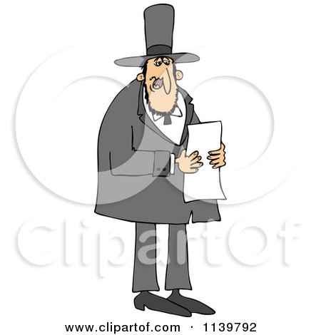 Cartoon Of Abraham Lincoln Reading A Letter - Royalty Free Vector Clipart by djart