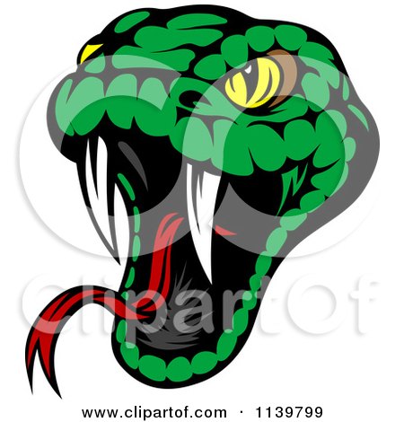 Clipart Of A Biting Green Viper Snake - Royalty Free Vector Illustration by Vector Tradition SM