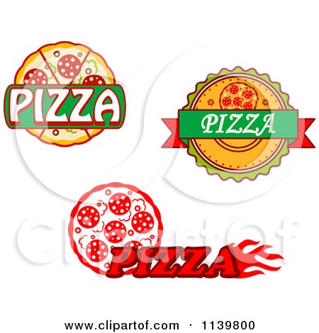 Clipart Of Pizza Pie Logos - Royalty Free Vector Illustration by Vector Tradition SM