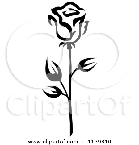Clipart Of A Black And White Rose Flower 21 - Royalty Free Vector Illustration by Vector Tradition SM
