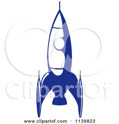 Clipart Of A Retro Blue Space Shuttle Rocket 3 - Royalty Free Vector Illustration by Vector Tradition SM