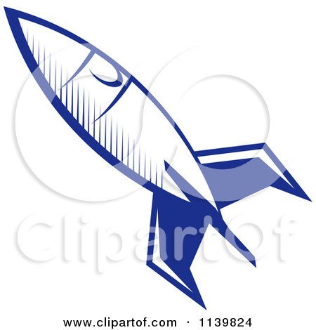 Clipart Of A Retro Blue Space Shuttle Rocket 5 - Royalty Free Vector Illustration by Vector Tradition SM
