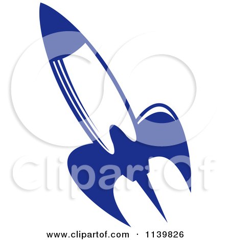 Clipart Of A Retro Blue Space Shuttle Rocket 2 - Royalty Free Vector Illustration by Vector Tradition SM