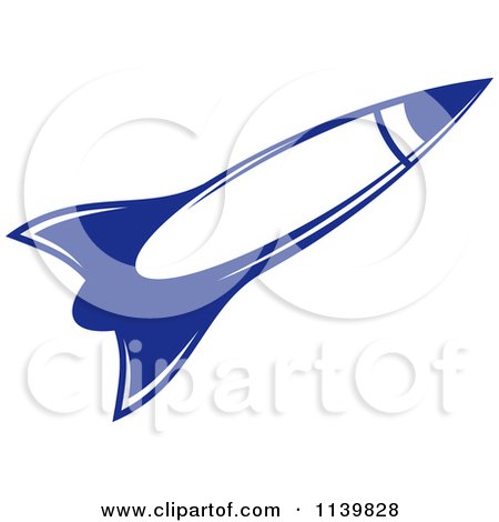 Clipart Of A Retro Blue Space Shuttle Rocket 6 - Royalty Free Vector Illustration by Vector Tradition SM