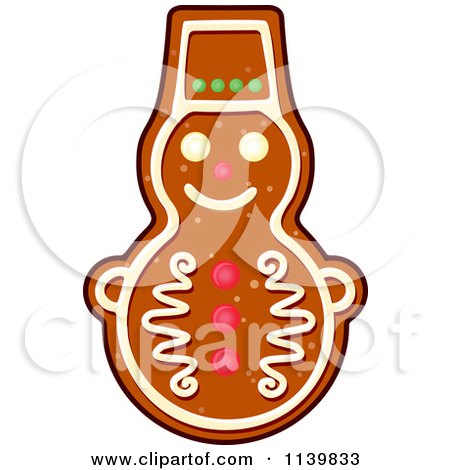 Clipart Of A Snowman Gingerbread Christmas Cookie - Royalty Free Vector Illustration by Vector Tradition SM