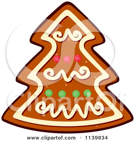Clipart Of A Tree Gingerbread Christmas Cookie - Royalty Free Vector Illustration by Vector Tradition SM