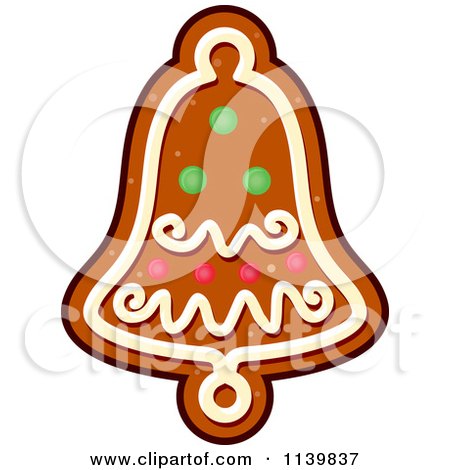 Clipart Of A Bell Gingerbread Christmas Cookie - Royalty Free Vector Illustration by Vector Tradition SM