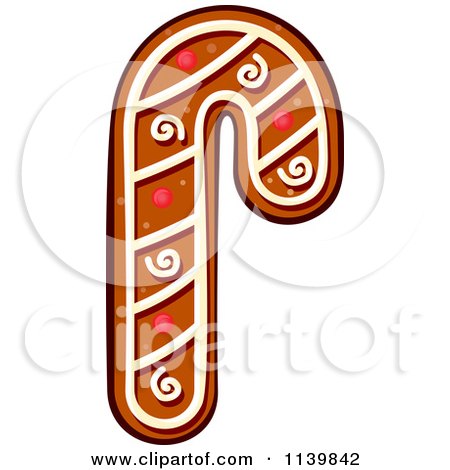 Clipart Of A Candy Cane Gingerbread Christmas Cookie - Royalty Free Vector Illustration by Vector Tradition SM