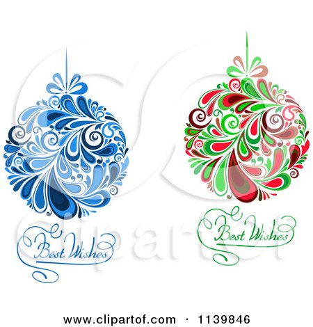Clipart Of Splash Christmas Baubles And Besh Wishes Greetings - Royalty Free Vector Illustration by Vector Tradition SM