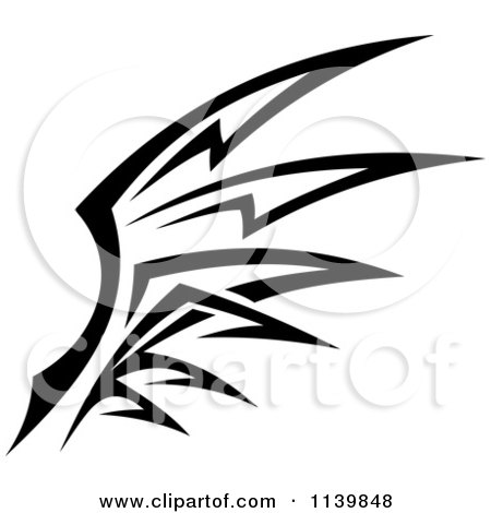 Clipart Of A Black And White Tribal Wing 3 - Royalty Free Vector Illustration by Vector Tradition SM