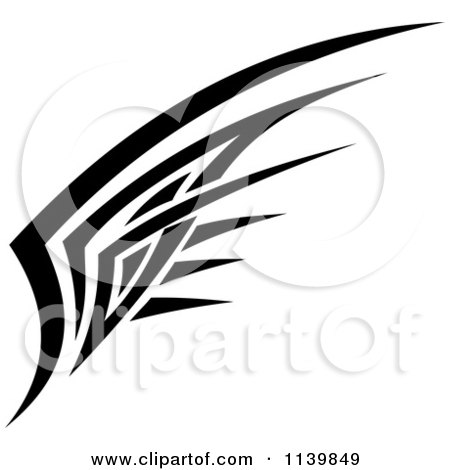 Clipart Of A Black And White Tribal Wing 5 - Royalty Free Vector Illustration by Vector Tradition SM