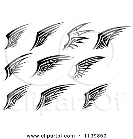 Clipart Of Black And White Wing Designs 3 - Royalty Free Vector Illustration by Vector Tradition SM