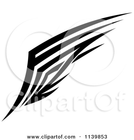 Clipart Of A Black And White Tribal Wing 2 - Royalty Free Vector Illustration by Vector Tradition SM