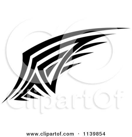 Clipart Of A Black And White Tribal Wing 4 - Royalty Free Vector Illustration by Vector Tradition SM