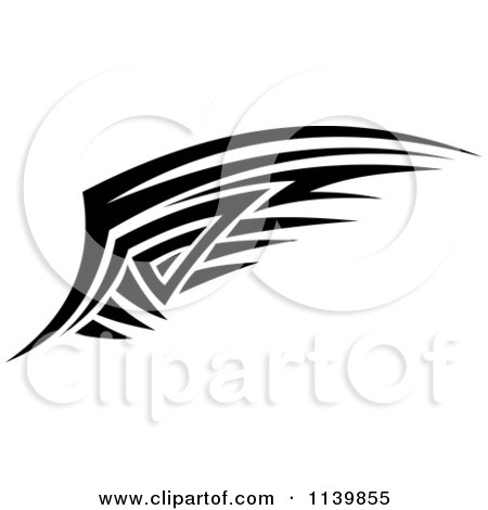 Clipart Of A Black And White Tribal Wing 6 - Royalty Free Vector Illustration by Vector Tradition SM