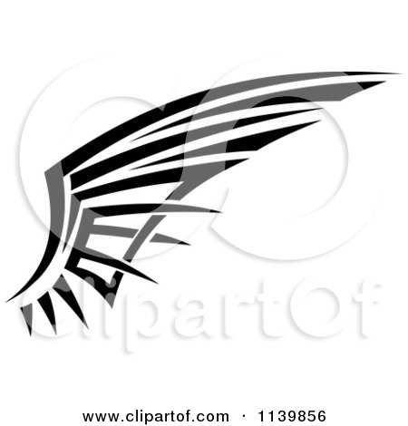 Clipart Of A Black And White Tribal Wing 7 - Royalty Free Vector Illustration by Vector Tradition SM