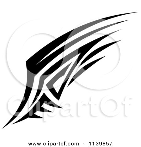 Clipart Of A Black And White Tribal Wing 8 - Royalty Free Vector Illustration by Vector Tradition SM