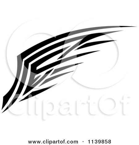 Clipart Of A Black And White Tribal Wing 9 - Royalty Free Vector Illustration by Vector Tradition SM
