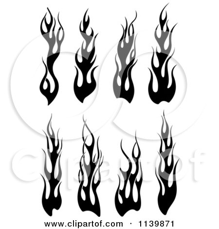 Clipart Of Black And White Tribal Flames - Royalty Free Vector Illustration by Vector Tradition SM