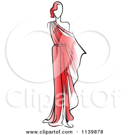 Clipart Of A Model In A Red Dress - Royalty Free Vector Illustration by Vector Tradition SM